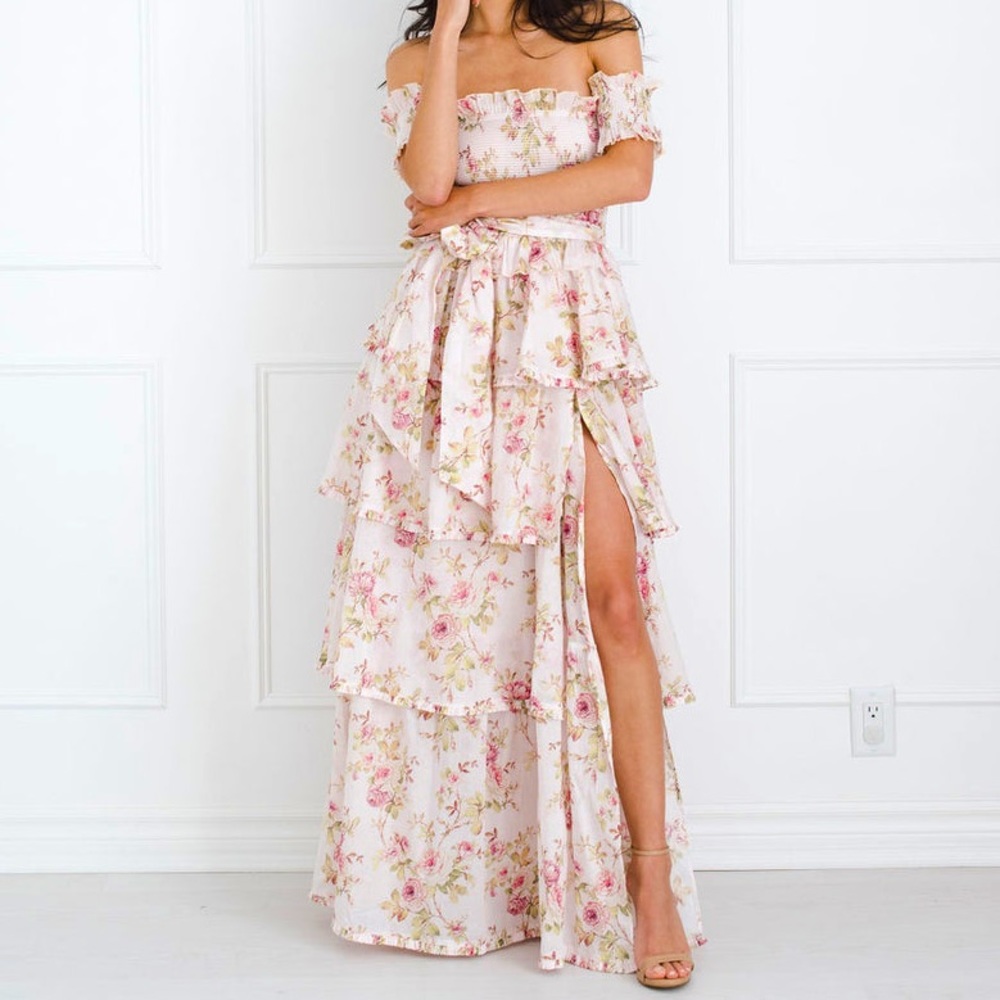 V. CHAPMAN Angelina Dress in “Pink Rose” Floral Print